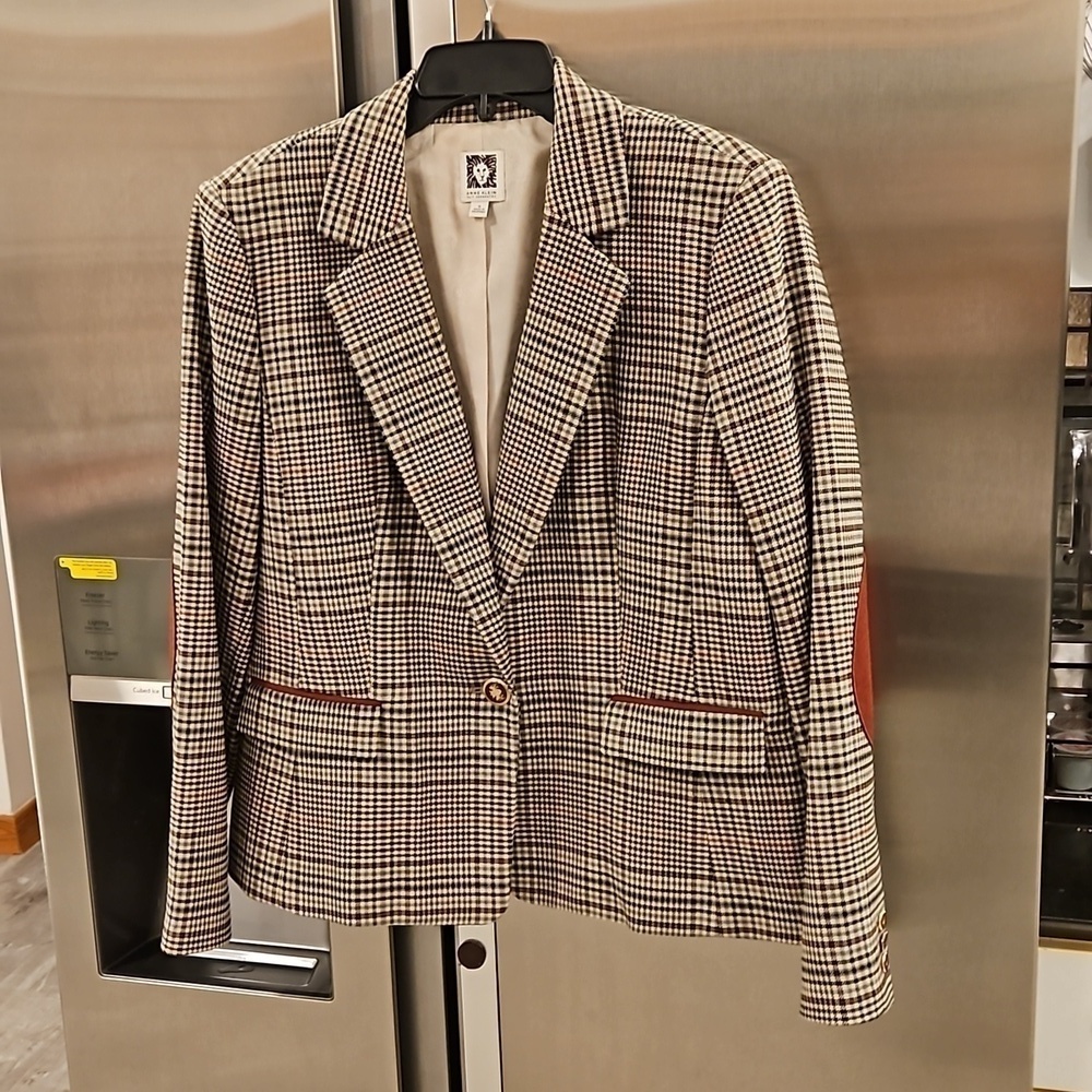 💕ANNE KLEIN💕 Academia Schoolboy Suit Blazer Jacket ~ Houndstooth Print 16